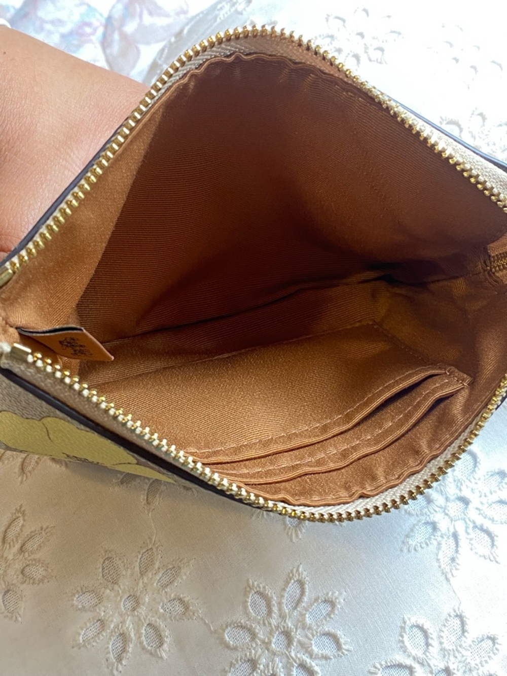 Coach Floral Signature Wristlet in Yellow & Pink - Picture 3 of 4